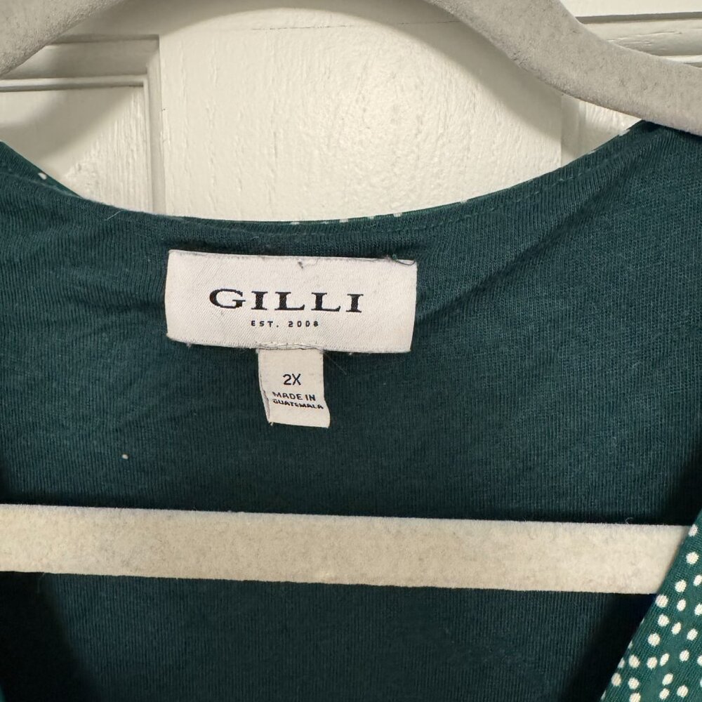 Gilli Green Polka Dot Faux Wrap Dress.  Size 2X - Picture 3 of 4